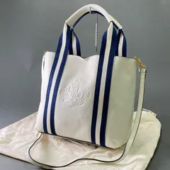 Ae5《未使用》 LAUREN RALPH LAUREN ローレン ラルフローレン 2WAY レザー トートバッグ ショルダーバッグ ホワイト クリーム Leather タグ付