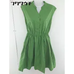 ◇ N. NATURAL BEAUTY BASIC ハーフボタン フレンチスリーブ 膝下丈 ワンピース グリーン レディース  【中古】 【1107150006629】
