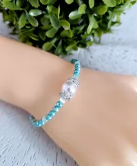 海風のメロディ　シェルパール　天然石　ビーズ　ブレスレット　アクセサリー