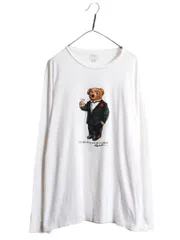 【お得なクーポン配布中!】 ポロベア ポロ ラルフローレン プリント 長袖 Tシャツ メンズ XL / 古着 キャラクター コットン カットソー シングルステッチ 大きいサイズ