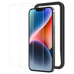 【数量限定】2枚セット ガイド枠付き アイフォン14/13プロ/13 耐衝撃 強化ガラス フィルム 保護 対応 用 13 13 6.1インチ用 用/iPhone 用/iPhone Pro 14 NSP22H533 iPhone ガラスフィルム NIMASO