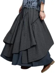 Ava Knights ロング マキシ丈 フレア スカート( ブルー,  Free Size)