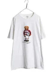 【お得なクーポン配布中!】 ポロベア ポロ ラルフローレン プリント 半袖 Tシャツ メンズ L キャラクター コットン カットソー シングルステッチ ホワイト トップス 白