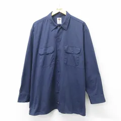 XL/古着 ディッキーズ Dickies 長袖 ワーク シャツ メンズ 大きいサイズ 紺 ネイビー 24aug23 中古 トップス
