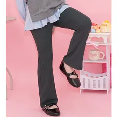 Bee【クーポン利用で20％OFF♪】リブ地フレアパンツ◇チャコール◇韓国子供服 韓国子ども服 韓国こども服 キッズ 女の子 ガールズ 100 110 120 130 140 150