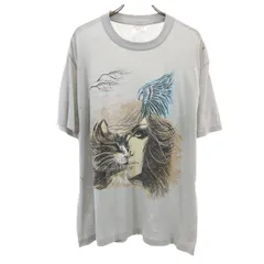 selec-t tee jays 90s USA製 オールド 猫 鳥 プリント 半袖 Tシャツ XL グレー レディース 古着
