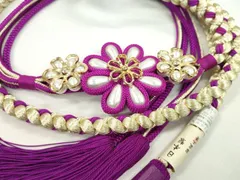 平和屋着物●和装小物　振袖用帯締め　飾り付き　翠嵐工房　パール　花　金糸　撚り房　日本製　逸品　未使用　CAAW4179ju