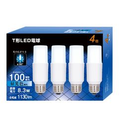 【新着商品】調光器非対応 断熱材施工器具対応 風呂場 電球形蛍光灯 T形タイプ T形タイプ 一般電球 キッチン 広配光タイプ 高演色Ra90 lm 4個セット(昼光色 1130 昼光色相当 100W形相当 8.3W 100W形) t型 口金直径26mm LED