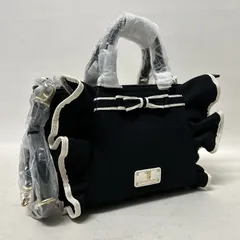 【浜館79-2139】 SAMANTHAVEGA サマンサベガ　リボンフリルハンドバッグ（小） ブラック 《未使用品》 【中古品】