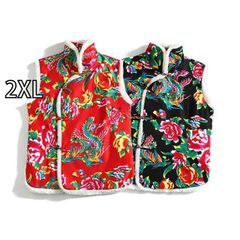[2XL] Men's Autumn/Winter Outfit, Simple Fashion, Stylish, Adult, Cool, Plus Size, Streetwear, Men's Clothing, Lambswool Vest, Unisex, Hanfu, Large, Floral Vest