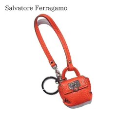 Salvatore Ferragamo フェラガモ バッグモチーフ キーホルダー キーリング バッグチャーム ガンチーニ レザー オレンジ