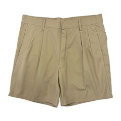【W32】80s イタリア軍 デッドストック AMI ツータック ショートパンツ ショーツ チノパン 膝上丈 ミリタリー 古着 ベージュ