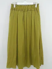 ◇ nano universe ナノ ユニバース サテン調 ロング ギャザー スカート サイズF マスタード系 レディース E  【1304140012213】