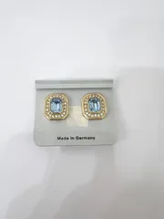 Christian Dior クリスチャンディオール ヴィンテージ イヤリング ゴールド×ブルーストーン ラインストーン Made in Germany 箱付き