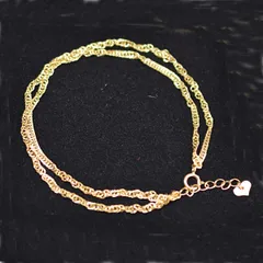 K18　18金イエローゴールド　中空スクリュー2連 ブレスレット　16cm+2cm　1.3ｇ　2ｍｍ