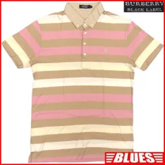 廃盤 バーバリーブラックレーベル ポロシャツ M ボーダー 刺繍 TJ989