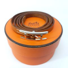 HERMES エルメス アピ3 シルバー レザー ブレスレット  1965