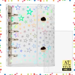 【特価商品】透明 女の子 はがせる A7サイズ ミニ6穴 シール帳 シール バインダー シール手帳 ホログラム クリアバインダー Hueapion 6穴 シール収納 推し活グッズ （星柄入り）