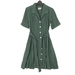 Laura Ashley ローラアシュレイ 春夏 花柄 フラワー 総柄★ 半袖 フレア シャツ ワンピース Sz.11 レディース