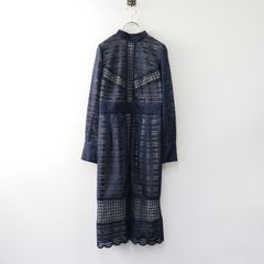 パドカレ pas de calais リネン先染めストライプコート 36/キナリ  