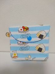 パスケースお札入れお年玉袋財布ポーチ定期入れ小物収納エコバッグブルーホワイトストライプ和食