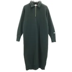 Champion チャンピオン 長袖 ハーフジップ スウェット ロングワンピース M グリーン レディース 古着