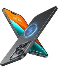 ★TORRAS iPhone 15 Pro 用 ケース【極薄軽量・マグネット内蔵】マグセーフ対応 シンプル 多色展開 擦り傷防止 ハード レンズ保護 アイフォン15Pro用 カバー 6.1インチ「Originfit-Mag」グレー