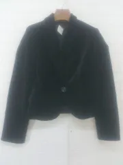 ◇ ◎ COMME CA ISM コムサイズム 1B ベロア調 長袖 テーラード ジャケット サイズM ブラック レディース E  【1302160015474】
