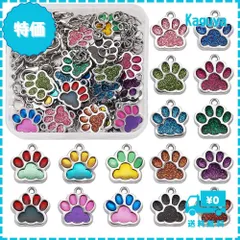 【迅速発送】Beadthoven 肉球 足跡 合金エナメルペンダント 約38組入り 16色 犬 猫 プリント カラフル ハングチャーム キラキラ ペット 動物 メタルチャーム 丸カン カニカン 金具セット アクセサリーパーツ ジュエリー用 DIY ハンドメイド