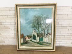 M.Potal 風景画 油絵 絵画 油彩 BELLEFONTAINE フランス 額縁 飾り アート 額寸81cm×96cm(他115)