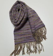 【ウール手紡ぎ・草木染め】　手織りのマフラー　ハンドメイド　【一点もの】