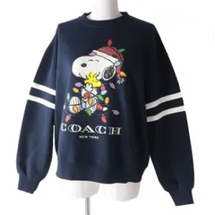 極美◎正規品 COACH X PEANUTS コーチ×ピーナッツ コラボ スヌーピー ライツ クルーネック プルオーバー ダークネイビー XS （約Lサイズ）のサムネイル