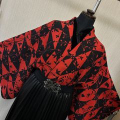 レディース　和洋折衷コーデ　和洋ミックスコーデ　かっこいい　チャイナ風　赤黒　　大正ロマン風　4点セット
