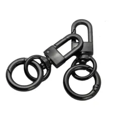 【迅速発送】キーホルダー 金具 ナスカン マルカン付き 2個入り キーリング 回転フック 丸カン付き キーホルダーパーツ ハンドメイド アクセサリーパーツ 手作り 手芸用品 素材 スプリング (ブラック)