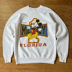 90's Disney Mickey Florida Fort Lauderdale sweat. 古着　ディズニー　ミッキー　フロリダ　ホワイト　スウェット　トレーナー　白　M