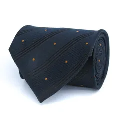 レミュー ブランド ネクタイ シルク ストライプ柄 ドット柄 メンズ ネイビー LES MUES  【中古】