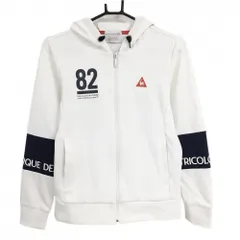 ルコック ジップパーカー 白×ネイビー 袖ライン 胸・袖プリント  レディース M ゴルフウェア le coq sportif
