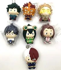 ♪)  全 7種 セット ちびぐるみ ラバーマスコット キーホルダー vol.1 僕のヒーローアカデミア ナムコ 限定
