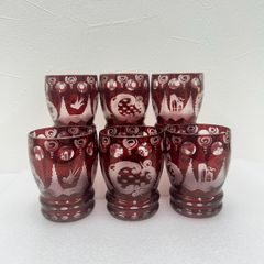 ボヘミアン グラス 冷酒 ショットグラス 硝子 カットガラス レッドクリスタル 6個 セット販売 まとめ売り