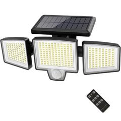 SG0092【送料無料】★新品未使用★   ソーラーライト 屋外 防水 センサーライト【265超高輝度LED/3面発光/360°角度自由調整/防雨】 人感 3つ知能モード センサー照明 自動点灯/消灯 壁掛け式 防犯 ガーデンライト /停電時適用 防災ライト