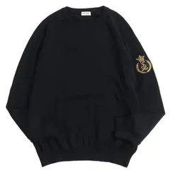 美品●2018年製 SAINT LAURENT PARIS サンローランパリ 557211 SLロゴ刺繍入り プルオーバーニット/セーター ブラック M 伊製 正規品のサムネイル