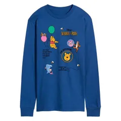 【送料無料】 ディズニー メンズ Tシャツ トップス Disney's Winnie The Pooh Men's Collage Long Sleeve Graphic Tee Blue