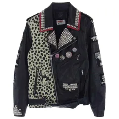 HYSTERIC GLAMOUR ヒステリックグラマー レザージャケット 17AW 06173LB02 THE CRAMPS CR/STUDS&PATCH リメイク ラムレザー ダブルライダース ジャケット バッジ スタッズ ブラック系 S【中古】のサムネイル