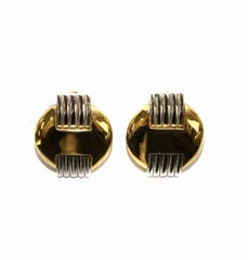 バルマン BALMAIN イヤリング 両耳用 バネクリップ式 サークル ラウンド バイカラー ゴールドカラー シルバーカラー /KW ■GY18のサムネイル