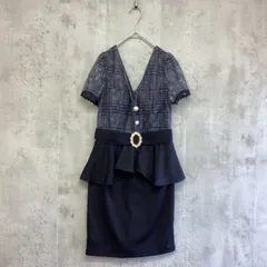 DAZZY  デイジー　Vネック半袖タイトワンピース　グレー×黒　レディース　Sサイズ