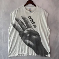 90's Adidas アディダス カットオフ Photo Tシャツ 白 XL A7036