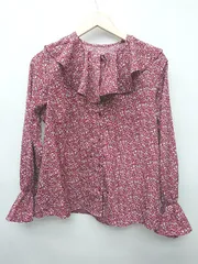 ◇ ⊇ RAY CASSIN レイカズン 花柄 長袖 シャツ ブラウス サイズF レッド系　ホワイト レディース メンズ P  【1409250039201】