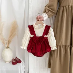 【春・秋の新定番】赤ちゃんの肌に優しい   プリンセス風ベビードレス オーガニックコットン お宮参り・ハーフバースデー用