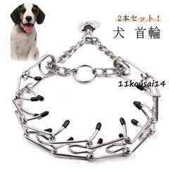 引っ張り防止 ステンレス製チョークカラー 首輪 トレーニング 首輪 2本セット！犬 犬 訓練 中大型犬用 チェーン 強力 耐久性 耐候性 犬 首輪 変