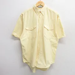 XL/古着 ドッカーズ 半袖 シャツ メンズ 90s ワンポイントロゴ コットン ボタンダウン 黄 イエロー 25apr18 中古 トップス
